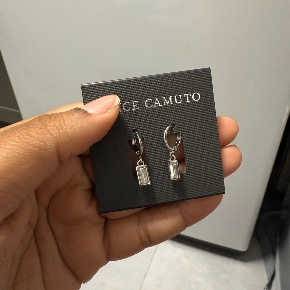 FLASH SALE! Vince Camuto Rectangular Glass Stone Huggie Drop Earrings